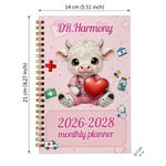 Personalised Cute Highland Cow 2026-2028 Planner Spiral Notebook with Weekly Monthly Planning Pages Nurse Week Appreciation Gift for Medical Staff