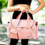 Personalised Birth Flower Name Multi-Compartment Waterproof Weekend Bag with Shoulder Strap Travel Accessories Birthday Gift for Women Girls