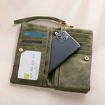 Personalized Star Moon Birth Flower Tri-Fold PU Leather Wristlet Wallet with Card Holder and Name Daily Use Birthday Anniversary Gift for Women