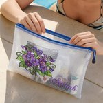Personalized Birth Flower Transparent Mesh Beach Bag with Name Travel Essential Beach Party Birthday Gift for Women Girls
