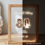 Personalised Wedding Photo LED Acrylic Night Light with Name Date and Wooden Frame Room Decor Birthday Wedding Gift for Newlyweds