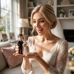 Personalized Cartoon Wedding Couple Photo Figurine Ornament with Text Desk Decor Wedding Gift for Couple