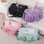 Personalised Birth Flower Name Multi-Compartment Waterproof Weekend Bag with Shoulder Strap Travel Accessories Birthday Gift for Women Girls