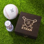 Personalized Baseball Theme Stamp Wooden Storage Box Set with Name Baseball Course Accessory Birthday Gift for Baseball Players Lovers