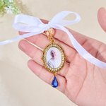 Personalised 1-5 Photos Butterfly Blue Gemstone Bouquet Charm with Text Anniversary Bridal Shower Wedding Gift for Bride
