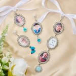 Personalised 1-5 Photos Butterfly Blue Gemstone Bouquet Charm with Text Anniversary Bridal Shower Wedding Gift for Bride