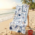 Personalised Ocean Creatures Shark Oversized Quick Dry Beach Towel with Name Summer Vacation Beach Accessories Party Birthday Gift for Kids