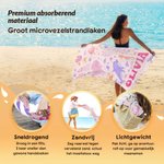 Gepersonaliseerd strandlaken met naam en oceaandierenprint extra groot sneldrogend strandaccessoire en verjaardagscadeau voor kinderen