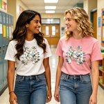 Personalised Funny Seagull Multicolor Soft 100% Cotton T-shirt with Name Teacher's Day Back to School Gift for Teacher