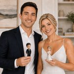 Personalized Cartoon Wedding Couple Photo Figurine Ornament with Text Desk Decor Wedding Gift for Couple