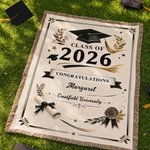 Personalised Graduation Cap Tassel Soft Throw Blanket with Name and Year Home Decor Graduation Gift for 2026 Graduates