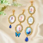 Personalised 1-5 Photos Butterfly Blue Gemstone Bouquet Charm with Text Anniversary Bridal Shower Wedding Gift for Bride