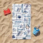 Personalised Ocean Creatures Shark Oversized Quick Dry Beach Towel with Name Summer Vacation Beach Accessories Party Birthday Gift for Kids