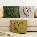 Sac fourre-tout en velours côtelé personnalisé avec nom et fleur de naissance - Cadeau d'utilisation quotidienne voyage pour les femmes