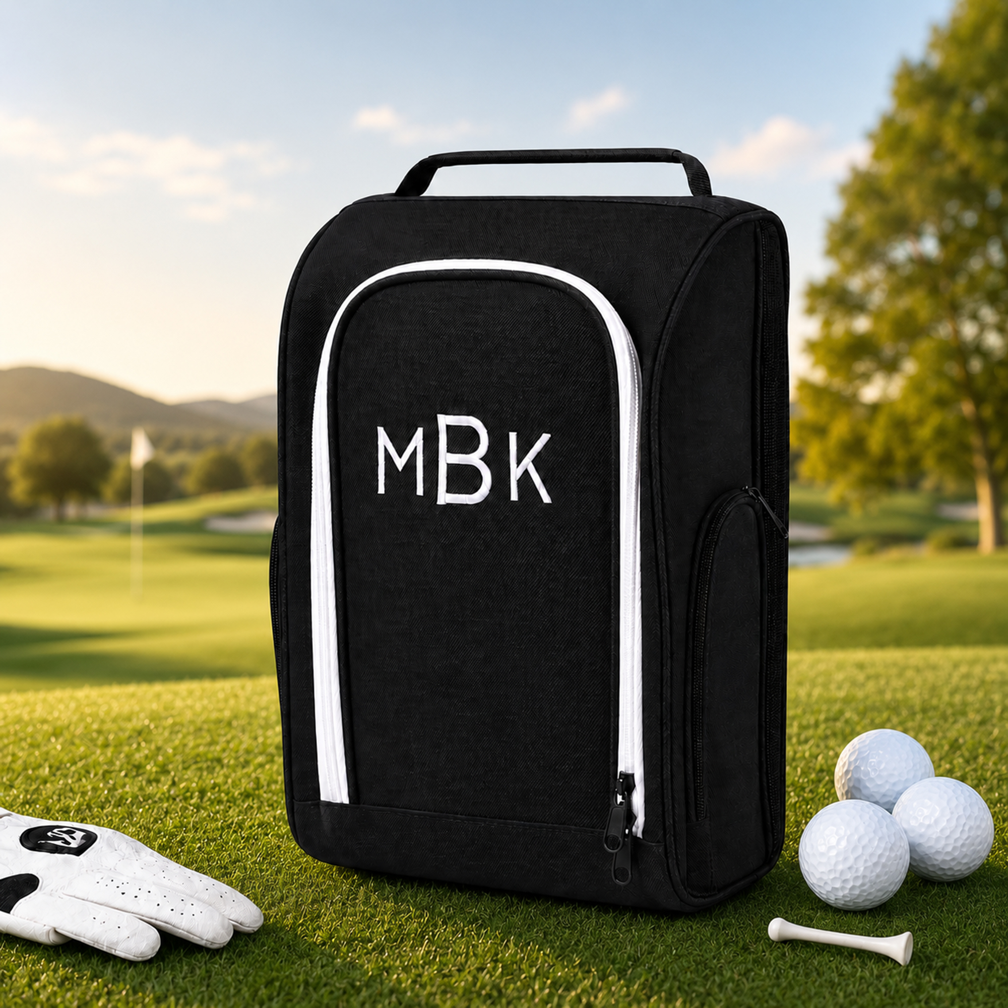 Borsa per scarpe da golf in tela ricamata personalizzata a più scomparti con testo Accessori sportivi Golf Club Regalo per la festa del papà per gli a