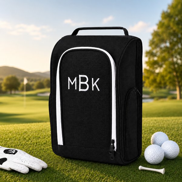 Personalised Embroidered Multi-Compartment Canvas Golf Shoe Bag with Text Sports Accessories Golf Club Father's Day Gift for Golf Lover