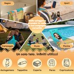 Telo mare personalizzato con personaggio animato e nome, tema animali marini, ad asciugatura rapida - Regalo per famiglia