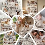 Personalised Soft Flannel Throw Blanket with 10 Family Photos, Custom 1-8 Names, Heartfelt Gift for Mom Grandma Dad
