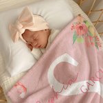 Personalized Classic Winnie the Pooh Pink Tulip Soft Throw Blanket with Name and Initial Birthday Baby Shower Gift for Baby Girl Kid