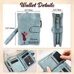 Personalized Cartoon Character Birth Flower Butterfly Tri-Fold PU Leather Wristlet Wallet with Name and Year Graduation Gift for Women Graduates