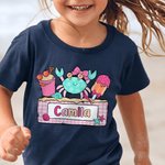 Personalized Cartoon Summer Beach Crab 100% Cotton Kid T-shirt with Name Summer Wear Holiday Birthday Back to School Gift for Kids Boys Girls