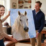 Personalized Oil Painting Texture Style Horse Portrait Framed Canvas Print with Name Home Decor Ship from USA Housewarming Gift for Horse Owners