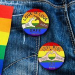 Personalized Rainbow Retro LGBTQ Banner Love Wins Name Pin Button Badge with Text Daily Use Pride Parade  Anniversary Gift for Couple Family