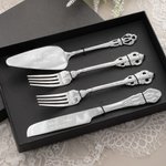 Personalised Vintage Cake Forks Knife Server Cutting Set with Names Date and Box Wedding Engagement Anniversary Gift for Couple Newlyweds
