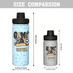 Personalized Soccer Game Day Goal Flag 12 oz 18 oz Insulated Water Bottle with Handle Name and Year Birthday Team Gift for Soccer Player Lover