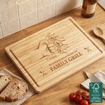 Planche à découper personnalisée en bambou FSC avec noms Fête des pères Cadeau de pendaison de crémaillère Cadeau d'anniversaire pour le père et la famille