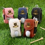 Henkilökohtainen Golden Golf Badge Initial PU Nahka Golf Ball Bag Tee haltija nimi Golf Club syntymäpäivälahja Golf Lovers varten
