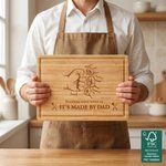 Planche à découper personnalisée en bambou FSC avec noms Fête des pères Cadeau de pendaison de crémaillère Cadeau d'anniversaire pour le père et la famille