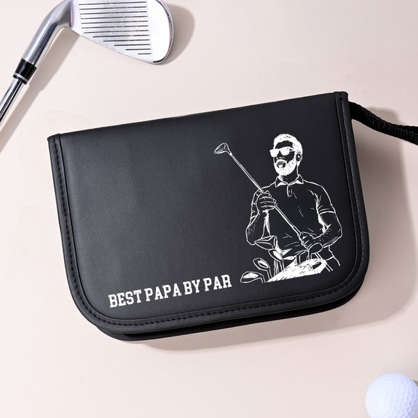 Personalized Best Papa By Par Photo Golf Tools Set with Title Father's Day Birthday Game Day Gift for Golf Lover Father