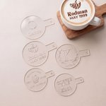 Personalised Simple Logo Food-Grade Acrylic Coffee Latte Art Mold with Initial Name and Date Coffee Bar Accessory Opening Gift for Coffee Lover