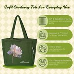 Personalised Birth Flower Large Capacity Corduroy Tote Bag with Name Daily Use Birthday Anniversary Gift for Woman