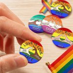Personalized Rainbow Retro LGBTQ Banner Love Wins Name Pin Button Badge with Text Daily Use Pride Parade  Anniversary Gift for Couple Family