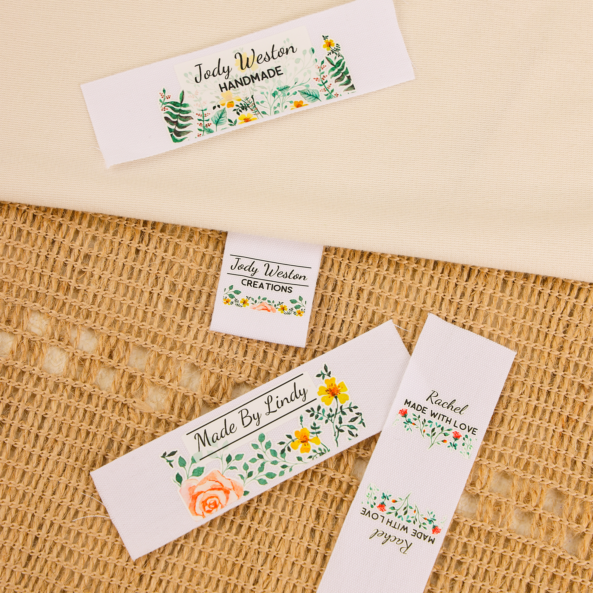 Personalizzato acquerello floreale 100% cotone 50 pezzi etichette da cucire con nome Abbigliamento articolo fatto a mano regalo di compleanno per gli 