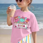 Personalized Cartoon Summer Beach Crab 100% Cotton Kid T-shirt with Name Summer Wear Holiday Birthday Back to School Gift for Kids Boys Girls