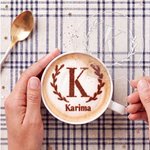 Personalised Simple Logo Food-Grade Acrylic Coffee Latte Art Mold with Initial Name and Date Coffee Bar Accessory Opening Gift for Coffee Lover