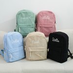 Personalised Multicolor Corduroy Toddler Backpack with Embroidered Name Birthday Back to School Gift for Kids Toddlers
