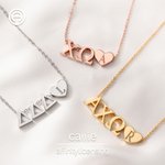 Personalized Sorority Greek Letters Necklace with Engraved Heart Charm and Card College Graduation Gift for Friends Girls