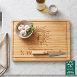 Planche à découper personnalisée en bambou FSC avec noms Fête des pères Cadeau de pendaison de crémaillère Cadeau d'anniversaire pour le père et la famille