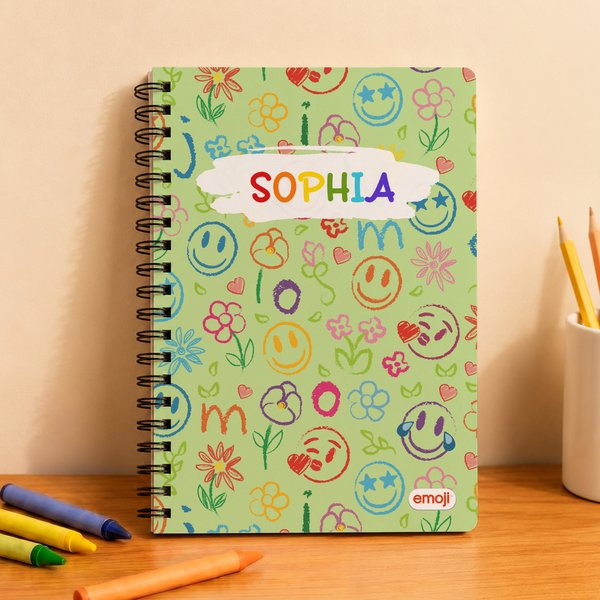 Personalisierte bunte emoji Mix A5 Spiral Journal Notebook mit Namen täglichen Gebrauch Geburtstag Geschenk für Kinder | Callie × emoji ™