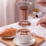 Personalised Simple Logo Food-Grade Acrylic Coffee Latte Art Mold with Initial Name and Date Coffee Bar Accessory Opening Gift for Coffee Lover