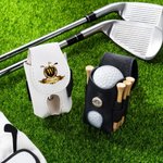 Henkilökohtainen Golden Golf Badge Initial PU Nahka Golf Ball Bag Tee haltija nimi Golf Club syntymäpäivälahja Golf Lovers varten