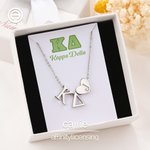 Personalized Sorority Greek Letters Necklace with Engraved Heart Charm and Card College Graduation Gift for Friends Girls
