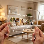 Personalized Dad 3-5 Photos Collage Square Acrylic Plaque with Names and Text Home Decor Father's Day Birthday Gift for Dad Grandpa