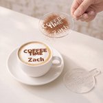 Personalised Simple Logo Food-Grade Acrylic Coffee Latte Art Mold with Initial Name and Date Coffee Bar Accessory Opening Gift for Coffee Lover