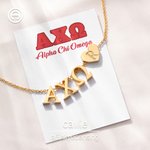 Personalized Sorority Greek Letters Necklace with Engraved Heart Charm and Card College Graduation Gift for Friends Girls