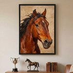 Personalized Oil Painting Texture Style Horse Portrait Framed Canvas Print with Name Home Decor Ship from USA Housewarming Gift for Horse Owners